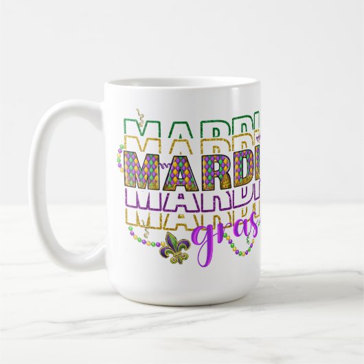 LILA GREEN GOLD GLITZER SEHEN MARDI GRAS KAFFEETASSE (Links)