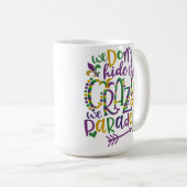 LILA GREEN GOLD GLITZER SEHEN MARDI GRAS KAFFEETASSE (VorderseiteRechts)