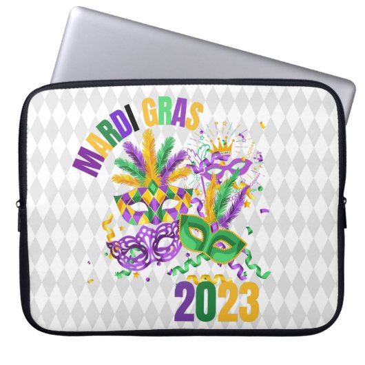 LILA GREEN GOLD MARDI GRAS 2023 LAPTOPSCHUTZHÜLLE (Vorderseite)