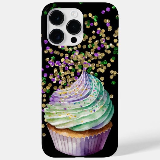 LILA GREEN GOLD MARDI GRAS CUPCAKE Case-Mate iPhone HÜLLE (Rückseite)