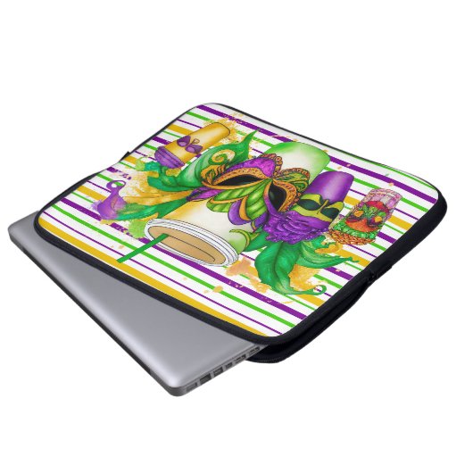 LILA GREEN GOLD MARDI GRAS CUPS LAPTOPSCHUTZHÜLLE (Vorne Knopf)