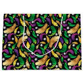 LILA GREEN GOLD MARDI GRAS FEATHERS GROßE GESCHENKTÜTE (Vorderseite)