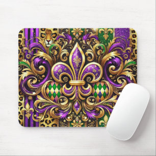 LILA GREEN GOLD MARDI GRAS LILIE MOUSEPAD