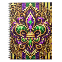 LILA GREEN GOLD MARDI GRAS LILIE NOTIZBLOCK