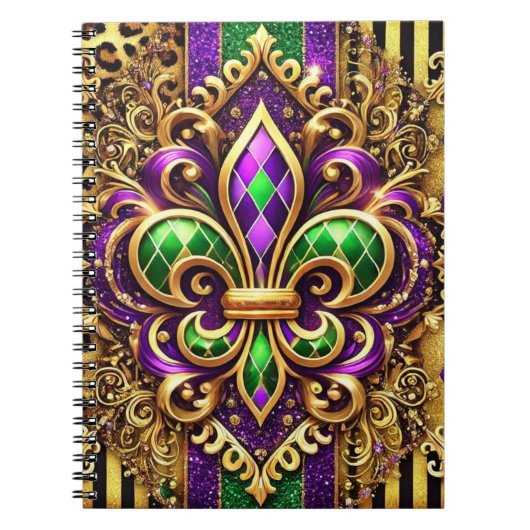 LILA GREEN GOLD MARDI GRAS LILIE NOTIZBLOCK (Vorderseite)