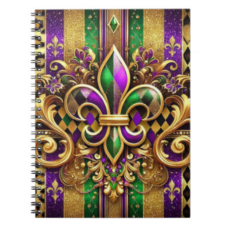 LILA GREEN GOLD MARDI GRAS LILIE NOTIZBLOCK