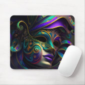 LILA GREEN GOLD MARDI GRAS MASK & FEATHERS MOUSEPAD (Mit Mouse)