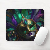 LILA GREEN GOLD MARDI GRAS MASK & FEATHERS MOUSEPAD (Mit Mouse)