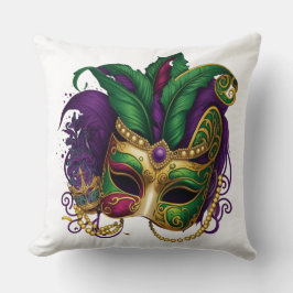 LILA GREEN GOLD MARDI GRAS MASK KISSEN