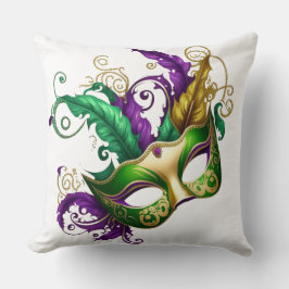 LILA GREEN GOLD MARDI GRAS MASK KISSEN
