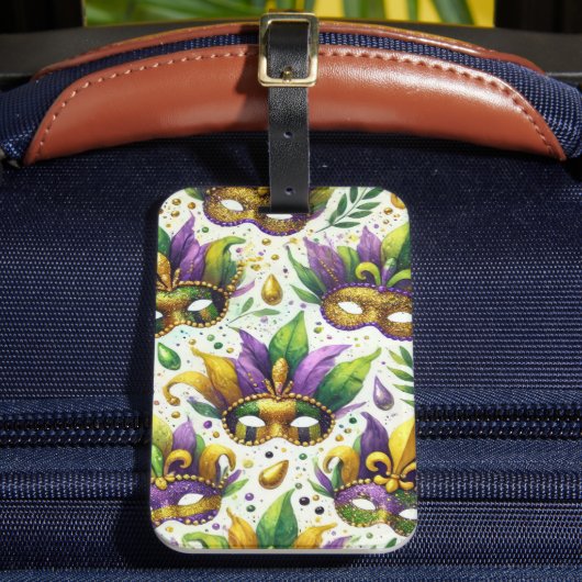 LILA GREEN GOLD MARDI GRAS MASKS GEPÄCKANHÄNGER (Vorderseite Insitu 2)