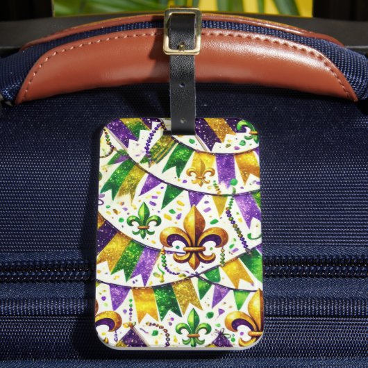 LILA GREEN GOLD MARDI GRAS PENNANTS GEPÄCKANHÄNGER (Vorderseite Insitu 2)