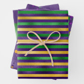 LILA GREEN GOLD MARDI GRAS STRIPES POLKA DOTS GESCHENKPAPIER SET (Beispiel)