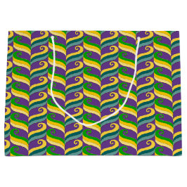 LILA GREEN GOLD MARDI GRAS WIRBEL GROßE GESCHENKTÜTE