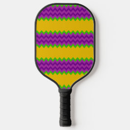LILA GREEN GOLD MARDI GRAS ZIG ZAG STRIPES PICKLEBALL SCHLÄGER