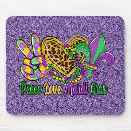 LILA GREEN GOLD PEACE LIEBE MARDI GRAS MOUSEPAD