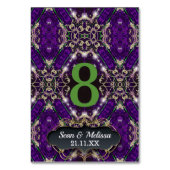 Lila Green-Gold-Sparkle-Ereignis Tischnummer (Rückseite)
