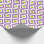 Lila Green Ikat Muster Geschenkpapier (Ecke)