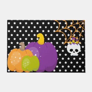 LILA GREEN ORANGE PUMPKINS WEISSE STERNE FUßMATTE