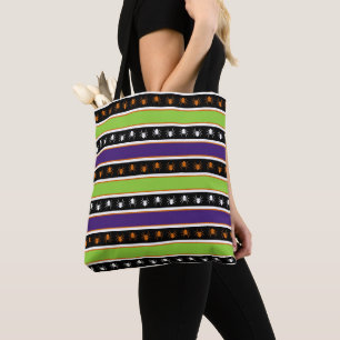 LILA GREEN ORANGE SCHWARZ-WEISS HALLOWEEN STREIFEN TASCHE
