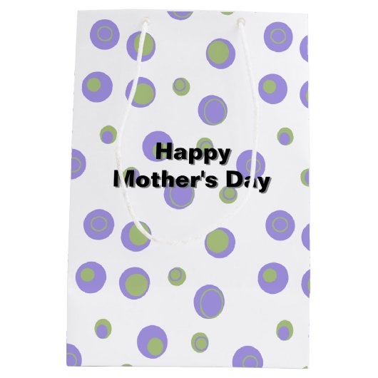Lila Green Polka Dot Modern Mittlere Geschenktüte (Rückseite)