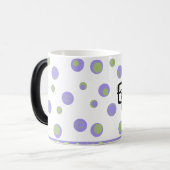 Lila Green Polka Dots Mit Monogramm Verwandlungstasse (Vorderseite Links)