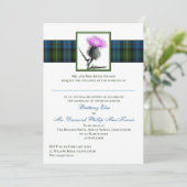 Lila Green Thistle Mackenzie Tartan Wedding Einladung (Stehend Vorderseite)