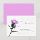Lila Green Thistle Wedding RSVP Card Karte (Vorne/Hinten)