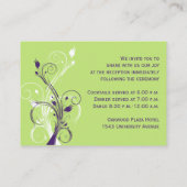 Lila Green White Floral Empfang Umschließungskarte Begleitkarte (Rückseite)