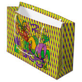 LILA GREEN YELLOW DIAMONDS HAPPY MARDI GRAS GROßE GESCHENKTÜTE (Vorderseite Schrägansicht)