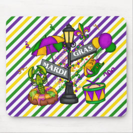 LILA GREEN YELLOW FUN MARDI GRAS SYMBOLE MOUSEPAD