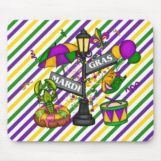 LILA GREEN YELLOW FUN MARDI GRAS SYMBOLE MOUSEPAD (Vorne)