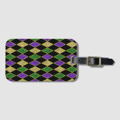 LILA GREEN YELLOW MARDI GRAS DIAMOND PATTERN GEPÄCKANHÄNGER (Vorderseite (Horizontal))