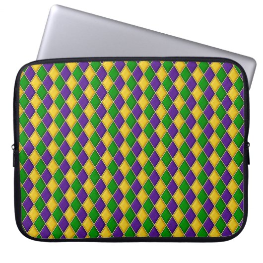 LILA GREEN YELLOW MARDI GRAS DIAMOND PATTERN LAPTOPSCHUTZHÜLLE (Vorderseite)