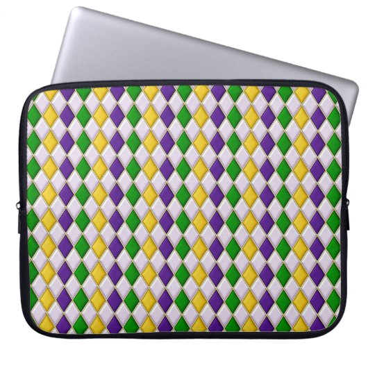 LILA GREEN YELLOW MARDI GRAS DIAMOND PATTERN LAPTOPSCHUTZHÜLLE (Vorderseite)