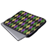 LILA GREEN YELLOW MARDI GRAS DIAMOND PATTERN LAPTOPSCHUTZHÜLLE (Vorne Knopf)