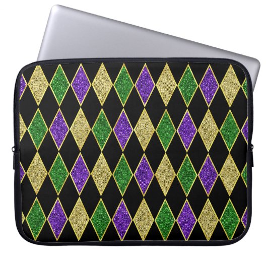 LILA GREEN YELLOW MARDI GRAS DIAMOND PATTERN LAPTOPSCHUTZHÜLLE (Vorderseite)