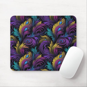 LILA GREEN YELLOW MARDI GRAS FEATHERS MOUSEPAD