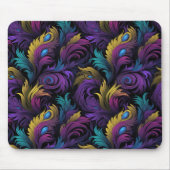 LILA GREEN YELLOW MARDI GRAS FEATHERS MOUSEPAD (Vorne)