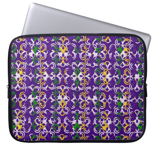 LILA GREEN YELLOW MARDI GRAS FLEUR DI LIS LAPTOPSCHUTZHÜLLE (Vorderseite)