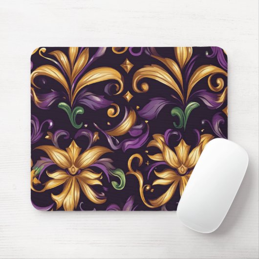 LILA GREEN YELLOW MARDI GRAS PATTERS MOUSEPAD (Mit Mouse)