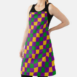LILA GREEN YELLOW MARDI GRAS ÜBERPRÜFT PATTER SCHÜRZE