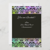 LILA GREEN YELLOW SCHWARZES DAMASK-MONOGRAMM, weiß Einladung (Rückseite)