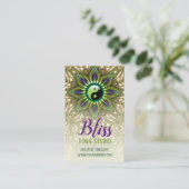 Lila Green Yin Yang Holistic Energy Bliss Yoga Visitenkarte (Stehend Vorderseite)