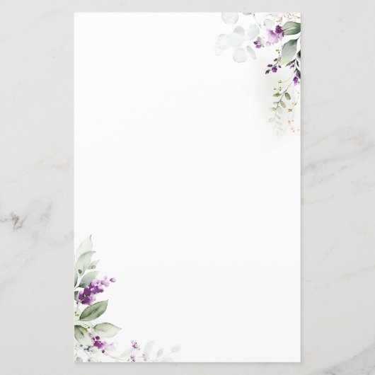 Lila Greenery Baby Shower Predictions Card (Rückseite)