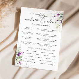 Lila Greenery Baby Shower Predictions Card