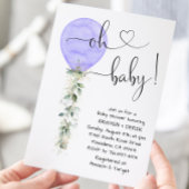 Lila Greenery Balloon Babydusche Einladung