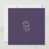 Lila Greenery Floral Monogram Square Wedding Einladung (Rückseite)