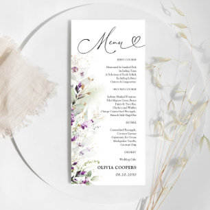 Lila Greenery Lavender Baby Shower Menü Menükarte