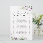 Lila Greenery Lavender Brautparty Game (Stehend Vorderseite)